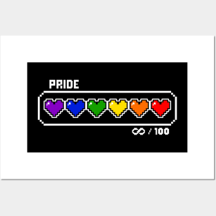 Gay Pride Videogame Life Bar Hearts Posters and Art